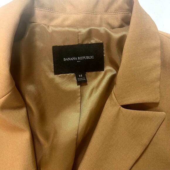 Banana Republic One Button Tailored Jacket Women's Tan size 14 - Picture 6 of 9